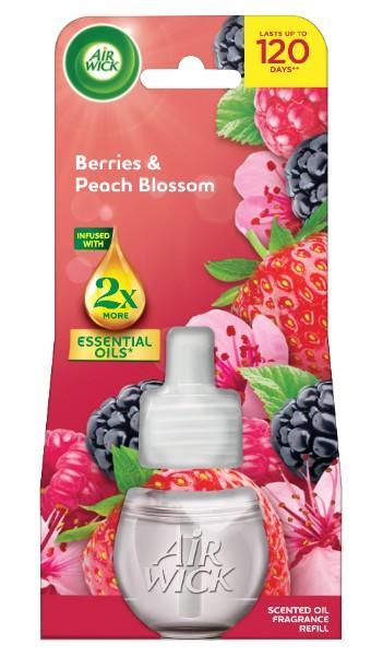 Air Wick elektromos légfrissítő utántöltő, Erdei gyümölcs és barackvirág illat, 19ml
