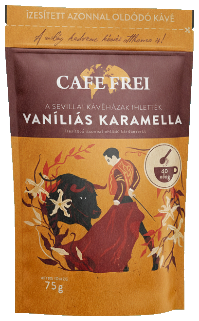 Cafe Frei Vaníliás karamella ízesítésű azonnal oldódó kávé