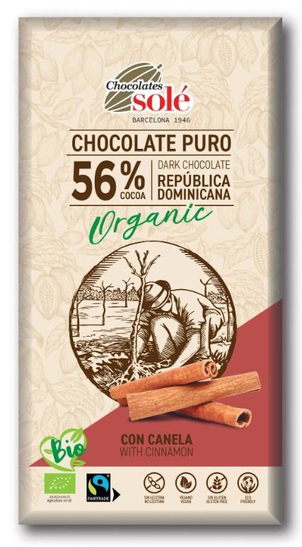 Chocolates Solé BIO étcsokoládé fahéjjal