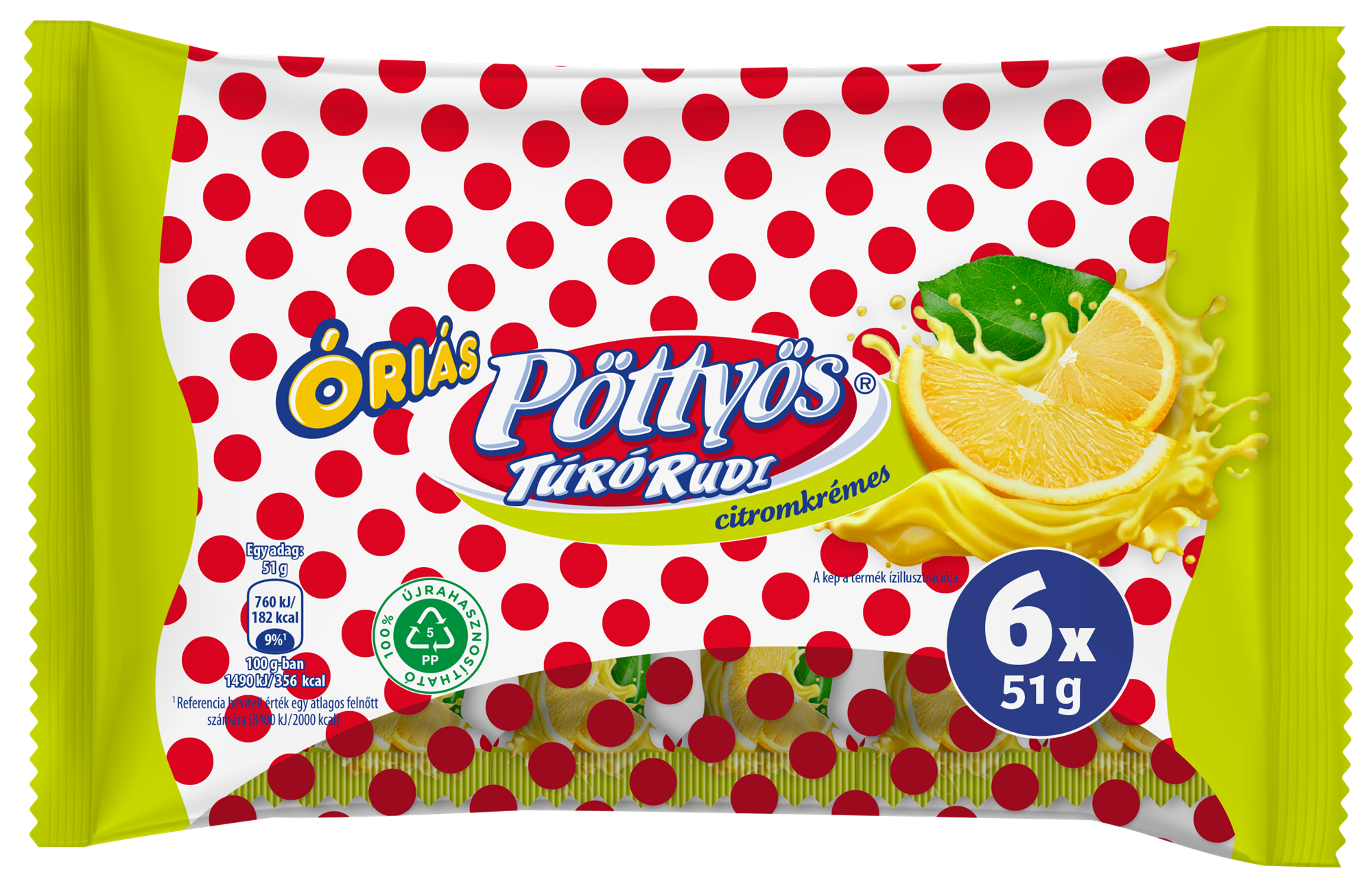 Pöttyös Túró Rudi Óriás Citromkrémes (6×51G)