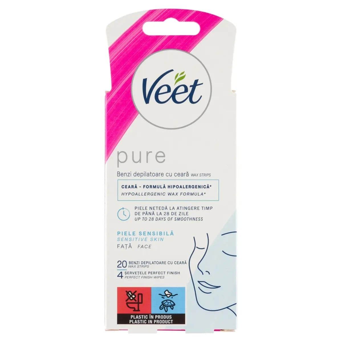 Veet Pure gyantaszalagok arcra, érzékeny bőrre