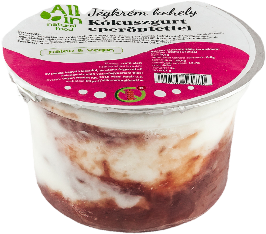 All in Natural Food Kókuszgurt eperöntettel jégkrémkehely