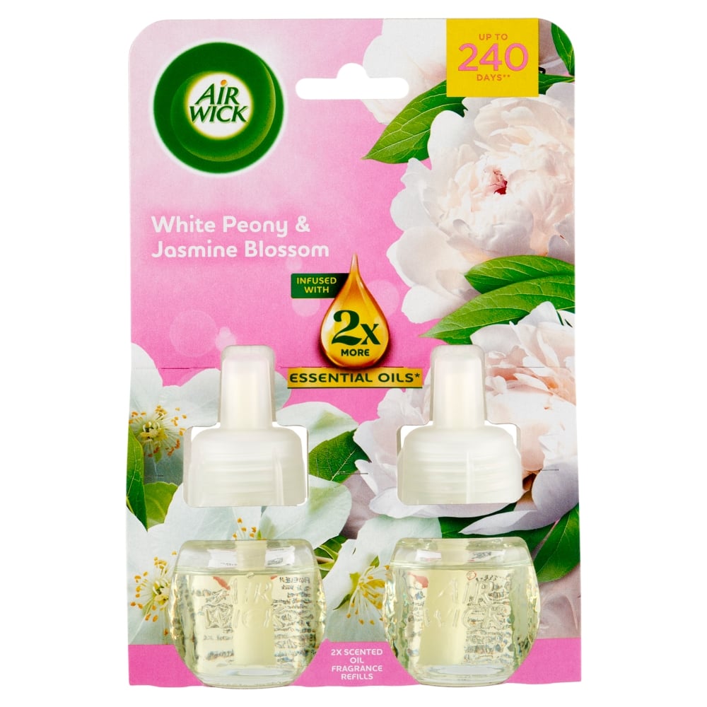 Air Wick elektromos légfrissítő utántöltő, Fehér bazsarózsa és jázminvirág illat, 2x19ml