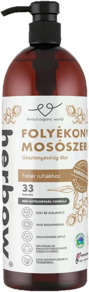 Herbow Folyékony mosószer vadgesztenye fehér ruhákhoz Gesztenyevirág illattal 1000 ml
