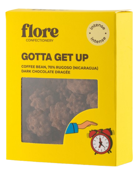 Flore Confectionery Ébresztő drazsé: kávébab, étcsokoládé drazsé fahéjjal és kardamommal