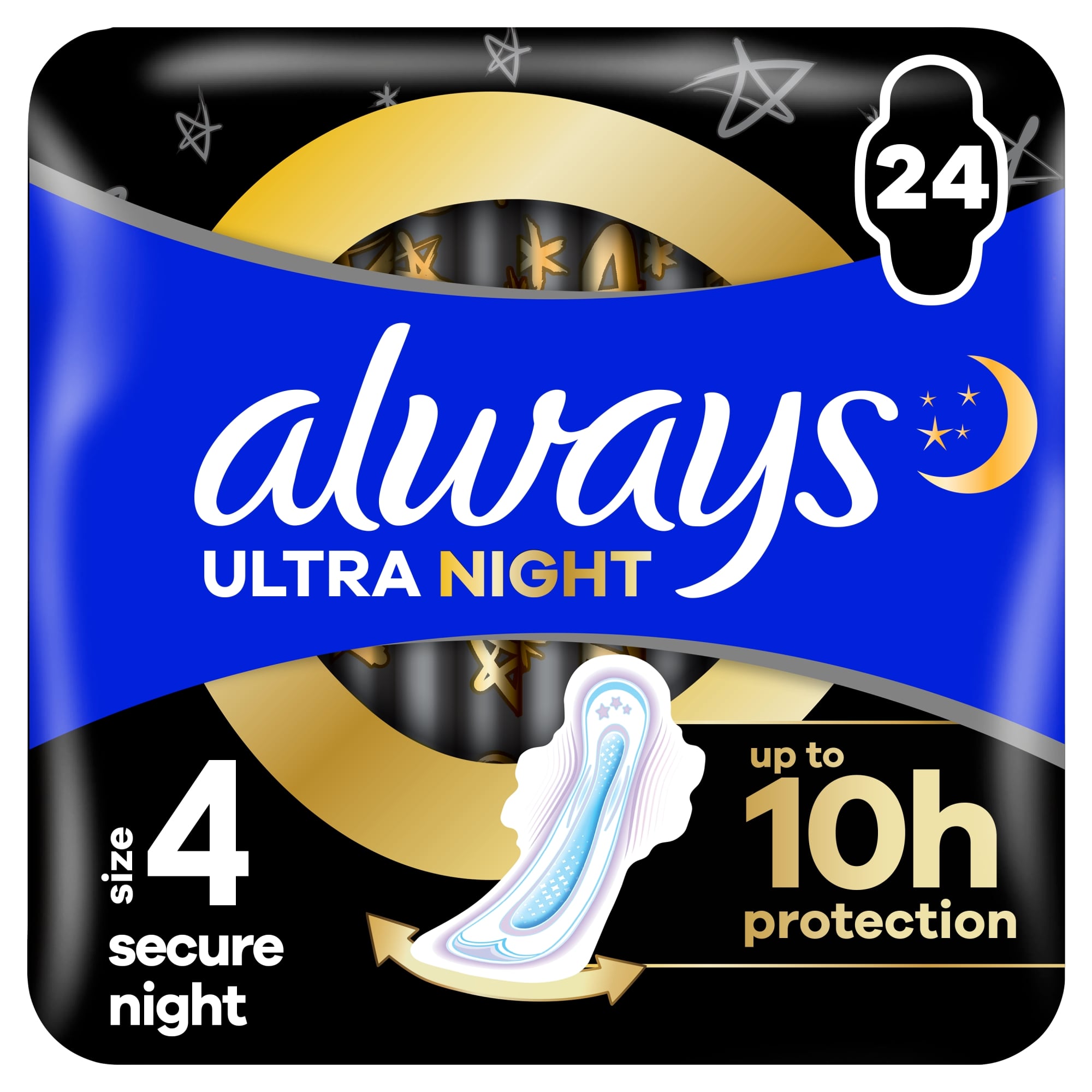 Always Ultra Secure Night Egészségügyi Betét, 4-es méret, 24 db
