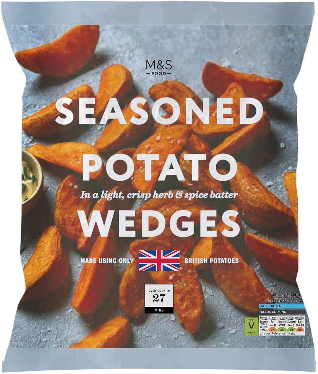 Marks & Spencer Héjas burgonyagerezdek fűszerekkel és zöldfűszerekkel ízesítve, könnyű, ropogós fűszerbundában