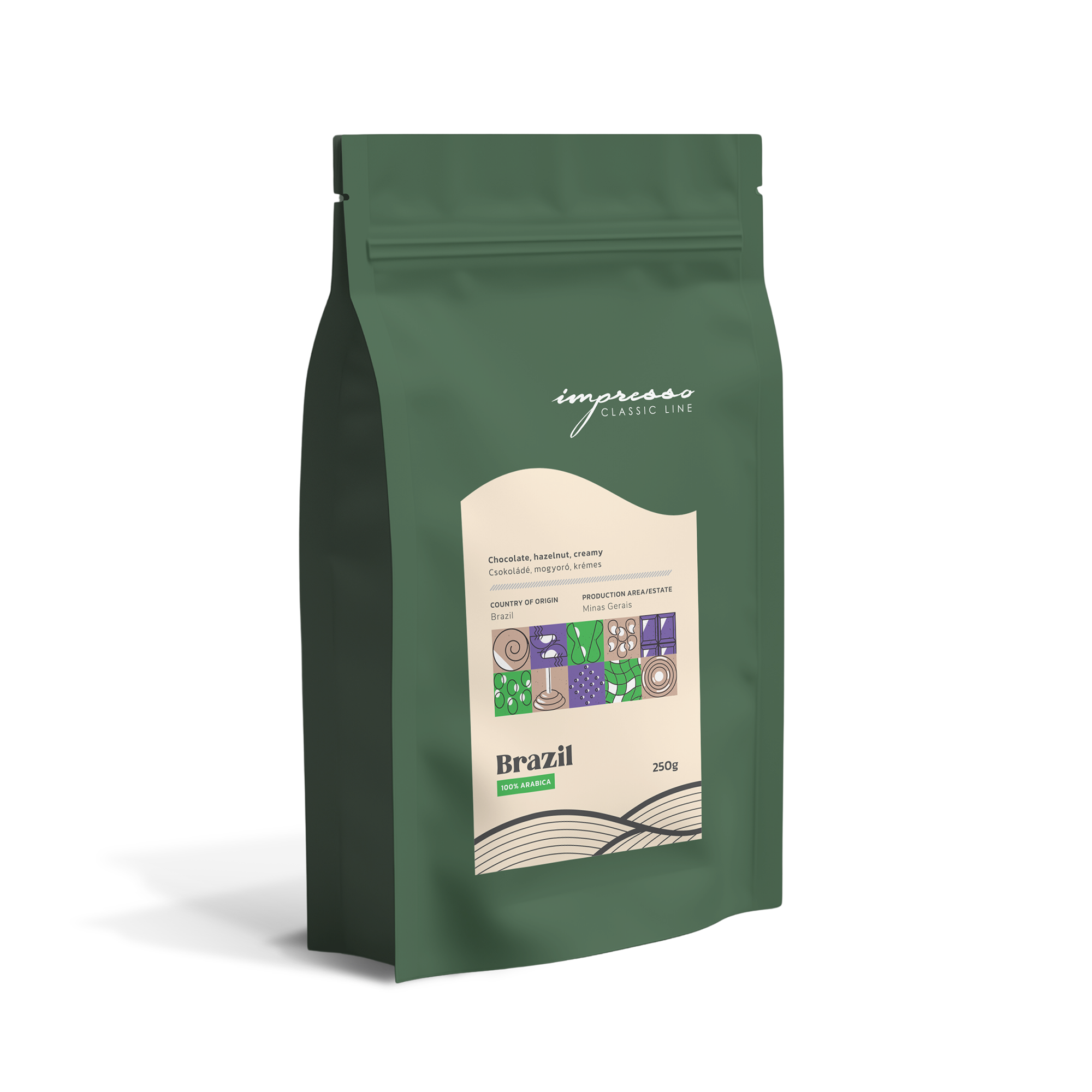 Impresso Coffee Roastery Brazil pörkölt szemes kávé Arabica