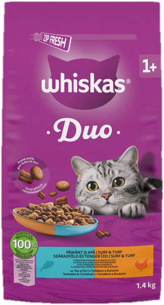 Whiskas Duo teljes értékű száraztáp, tonhal és csirke