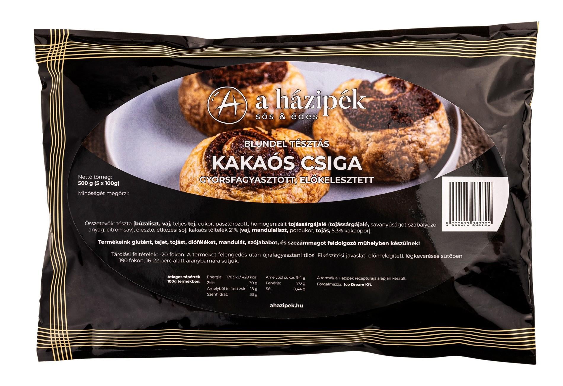 A házipék kakaós csiga, előkelesztett, gyorsfagyasztott