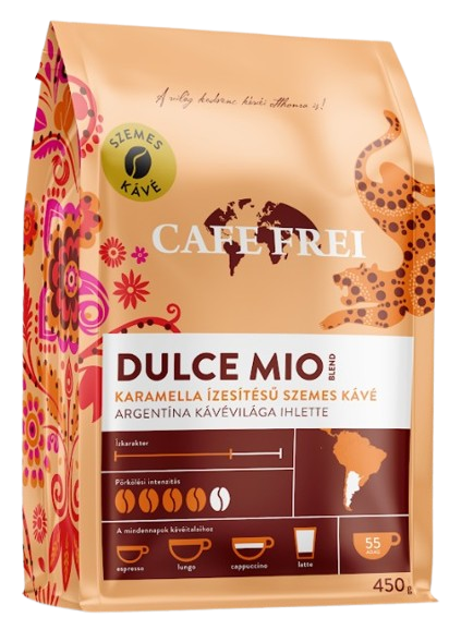 CAFE FREI Dulce Mio karamella ízesítésű szemes kávé