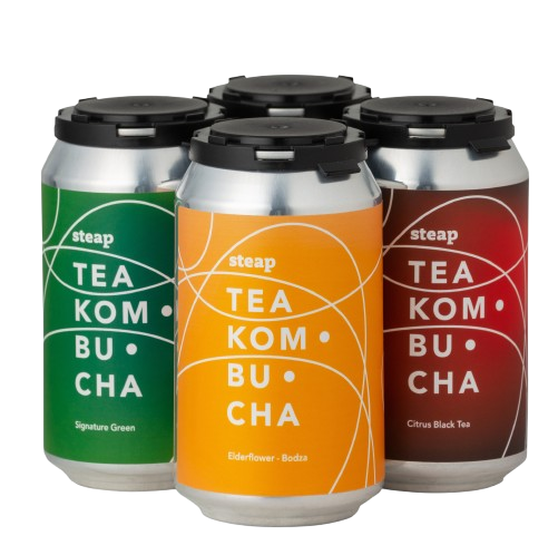 STEAP Kombucha Soda Kifli Selection: Bodza, Signature Green, Citrus Black Tea, Homoktövis-Gyömbér
