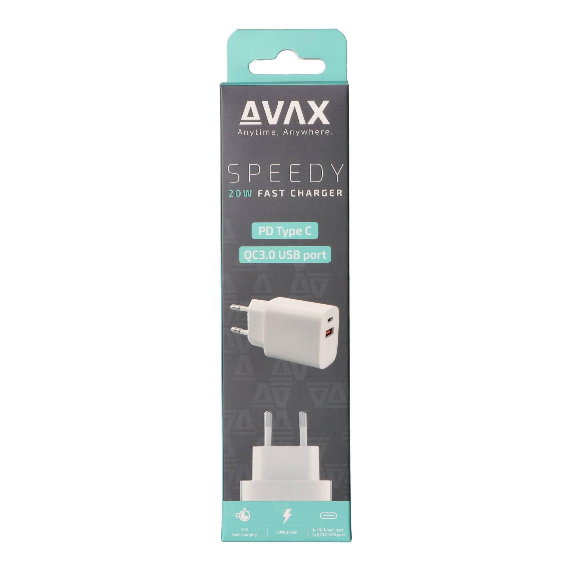 AVAX CH-320 Hálózati fali töltő USB + Type C, 20W