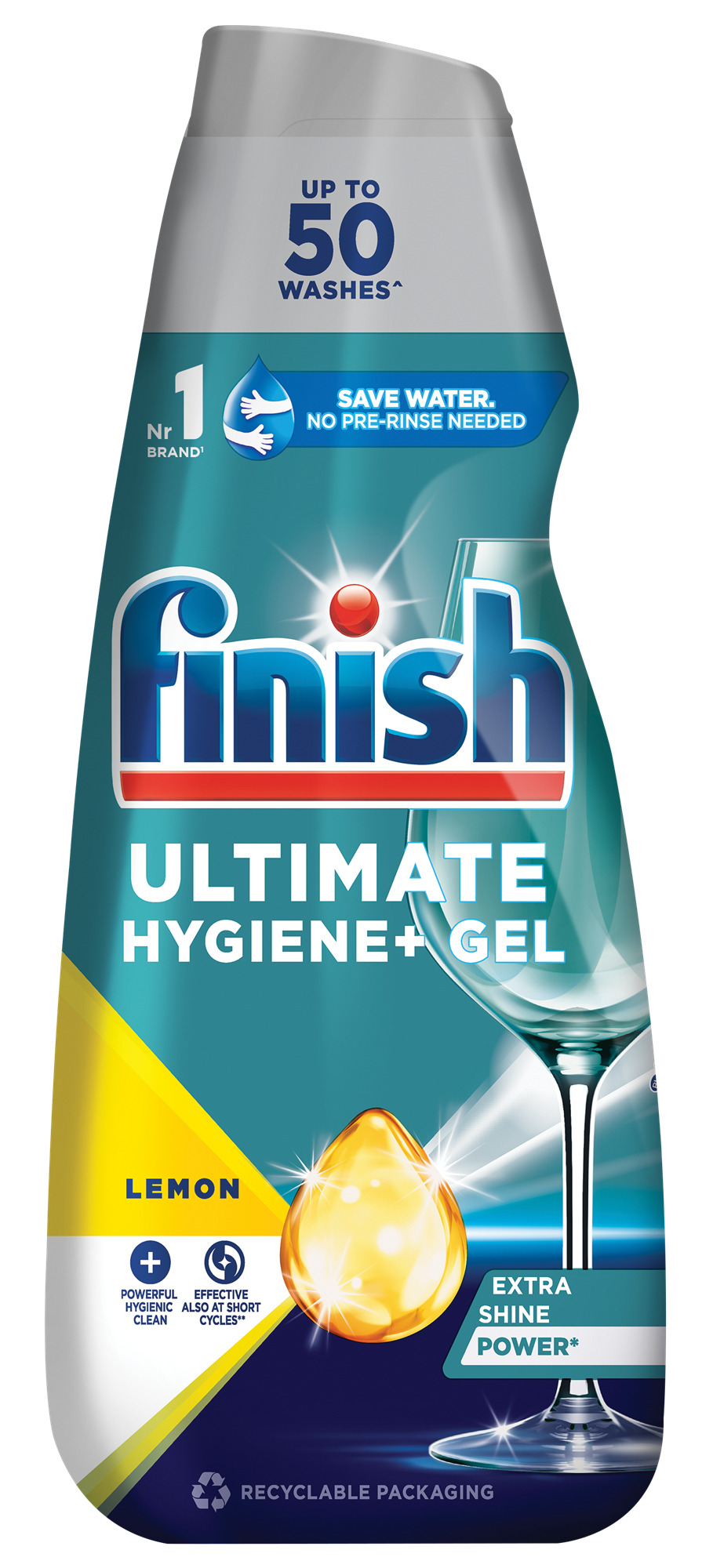 Finish Ultimate Hygiene+ gépi mosogatógél, Lemon