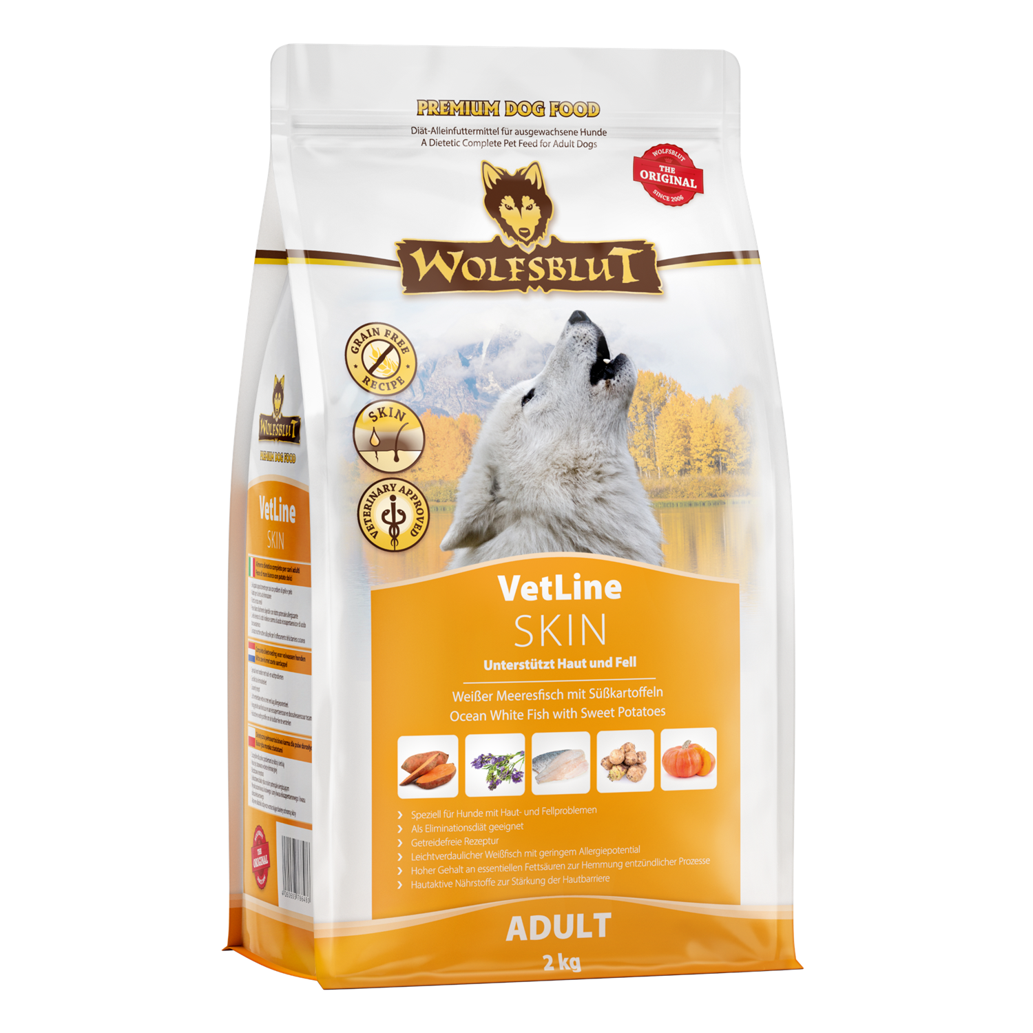 Wolfsblut VetLine Skin & Coat száraz kutyatáp fehérhallal  2kg