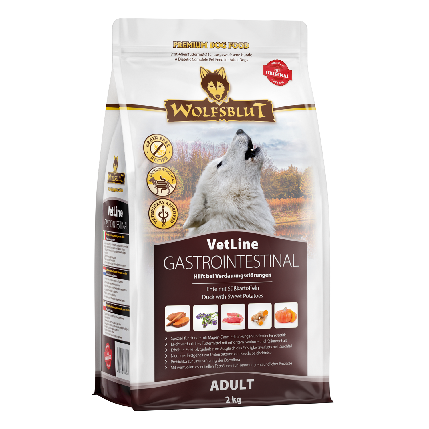 Wolfsblut VetLine Gastrointestinal száraz kutyatáp kacsahússal és édesburgonyával 2kg