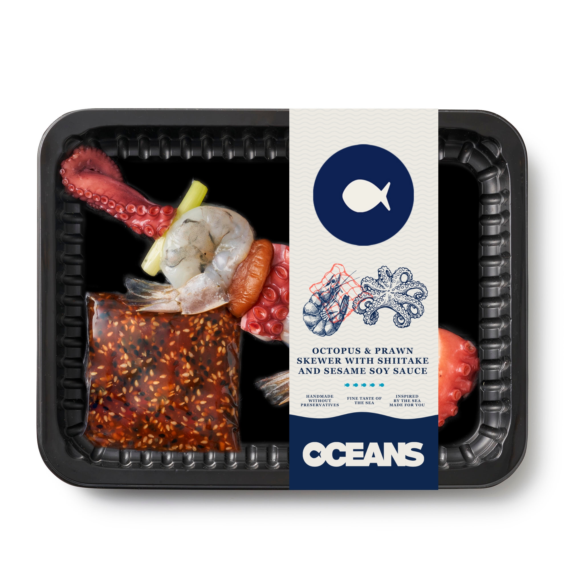 OCEANS Polip és garnéla nyárs shiitake gombával és szezámos szójaszósszal