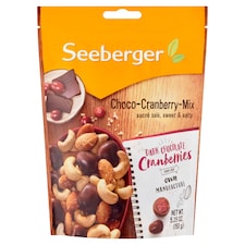 Seeberger cukrozott áfonya étcsokoládé bevonattal, pörkölt kesudió, mandulaforgács keveréke 150 g