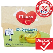 Milupa Frutapura alma-banán 100% gyümölcspüré 4 hó+ 4 x 100 g (400 g)