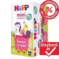 HiPP bio gyümölcskészítmény banán almában bébidesszert 4 hónapos kortól 4 x 100 g (400 g)