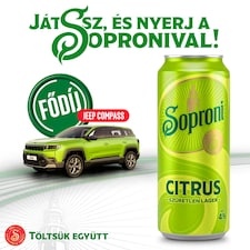 Soproni Citrus szűretlen lager, ízesített sör 4% 500 ml
