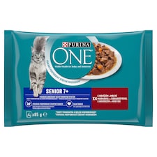 Purina One Senior Marhával és Sárgarépával nedves macskaeledel 4 x 85 g