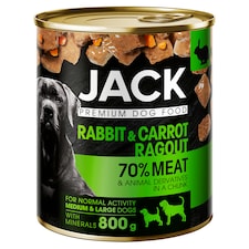 Jack Premium teljes értékű eledel felnőtt kutyák minden fajtája számára nyúlhússal és répával 800 g