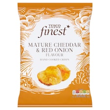 Finest érlelt cheddar sajt és lilahagyma ízű burgonyachips 150 g