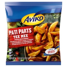 Aviko Pati Parts Tex Mex elősütött, gyorsfagyasztott burgonyagerezdek tex-mex fűszerköpenyben 600 g