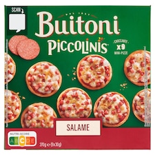 Buitoni Piccolinis gyorsfagyasztott mini pizza sajttal, paradicsommal és szalámival 9 x 30 g (270 g)