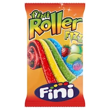 Fini Roller Fizz vegyes gyümölcs ízű gumicukorszalag, savanyú cukorporral panírozva 20 g