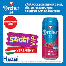Dreher 24 Málna alkoholmentes világos sör és málna ízű ital keveréke édesítőszerrel 0,0% 0,5 l