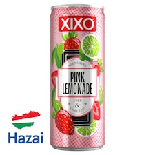 XIXO Pink Lemonade eper- és limeízű, szénsavas üdítőital cukorral és édesítőszerrel 250 ml