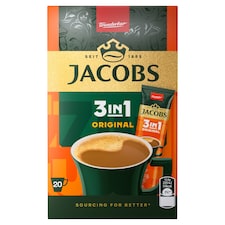 Jacobs 3in1 Original azonnal oldódó kávéitalpor kávéfehérítővel és cukorral 20 x 12,6 g (252 g)
