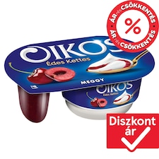 Danone Oikos Édes Kettes élőflórás édesített joghurt meggyszósszal 118 g