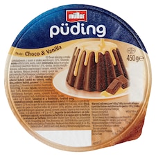 Müller csokoládé ízű puding vanília ízű öntettel 450 g