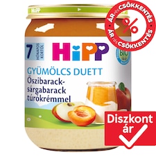 HiPP bio őszibarack-sárgabarack túrókrémmel bébidesszert 7 hónapos kortól 160 g