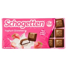 Schogetten joghurt és eper ízesítésű krémmel töltött tejcsokoládé 100 g