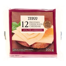 szeletelt, félzsíros, vágható, ömlesztett sajtkészítmény cheddar sajttal 12 x 16,67 g (200 g)
