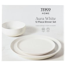 Home Aura fehér étkészlet, 12 db-os