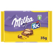 Milka Tuc alpesi tej felhasználásával készült tejcsokoládé sós krékerrel 35 g