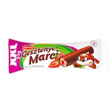 Maroni Gesztenye Marci gesztenyerúd kakaós bevonómasszával mártva epres töltelékkel 51 g