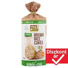 RiceUp! Eat Smart teljes kiőrlésű puffasztott rizs barna rizzsel, chia maggal és quinoával 120 g