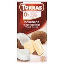Torras kókuszos fehércsokoládé hozzáadott cukor nélkül, édesítőszerrel 75 g