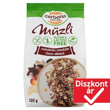 Cerbona gluténmentes, laktózmentes csokoládés-mandulás müzli 200 g