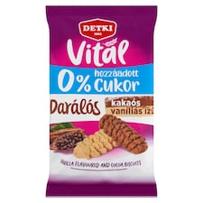 Detki Vital darálós kakaós-vaníliás ízű keksz hozzáadott cukor nélkül, édesítőszerekkel 180 g