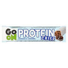 Sante Go On Protein Crisp szelet kekszarabokkal és karamellel, fehér csokoládé bevonattal 50 g