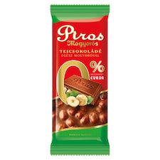Piros Mogyorós tejcsokoládé egész mogyoróval, hozzáadott cukor nélkül 70 g