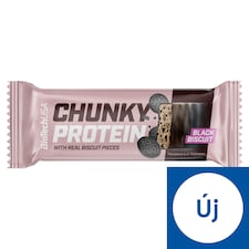 BioTechUSA Chunky Protein Black Biscuit ízű bevont fehérjeszelet keksz darabokkal 50 g
