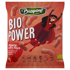 Biopont Bio Power Bio gluténmentes kukorica snack valódi eperporral 55 g